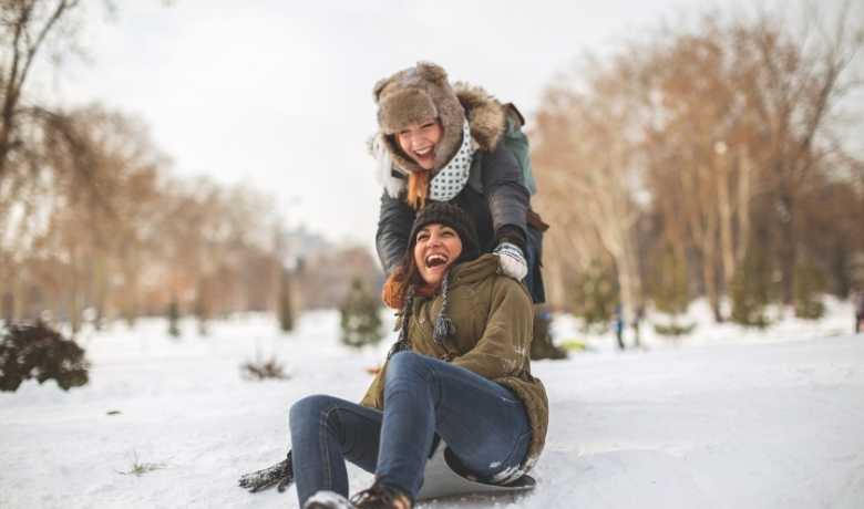 Girls Play In The Snow